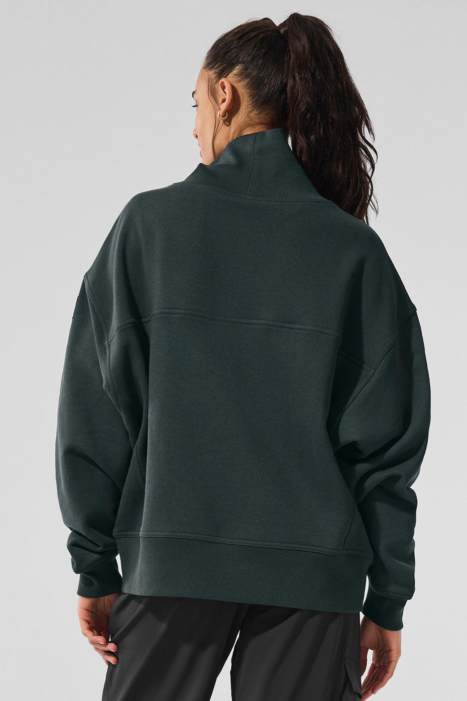 Hazy Mock Neck Pullover - Charcoal Green Product Image