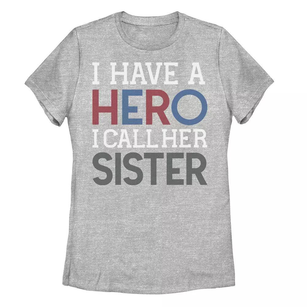 Junior's I Have A Hero I Call Her Sister Word Stack Tee, Girl's, Size: Medium, Athletic Grey Product Image