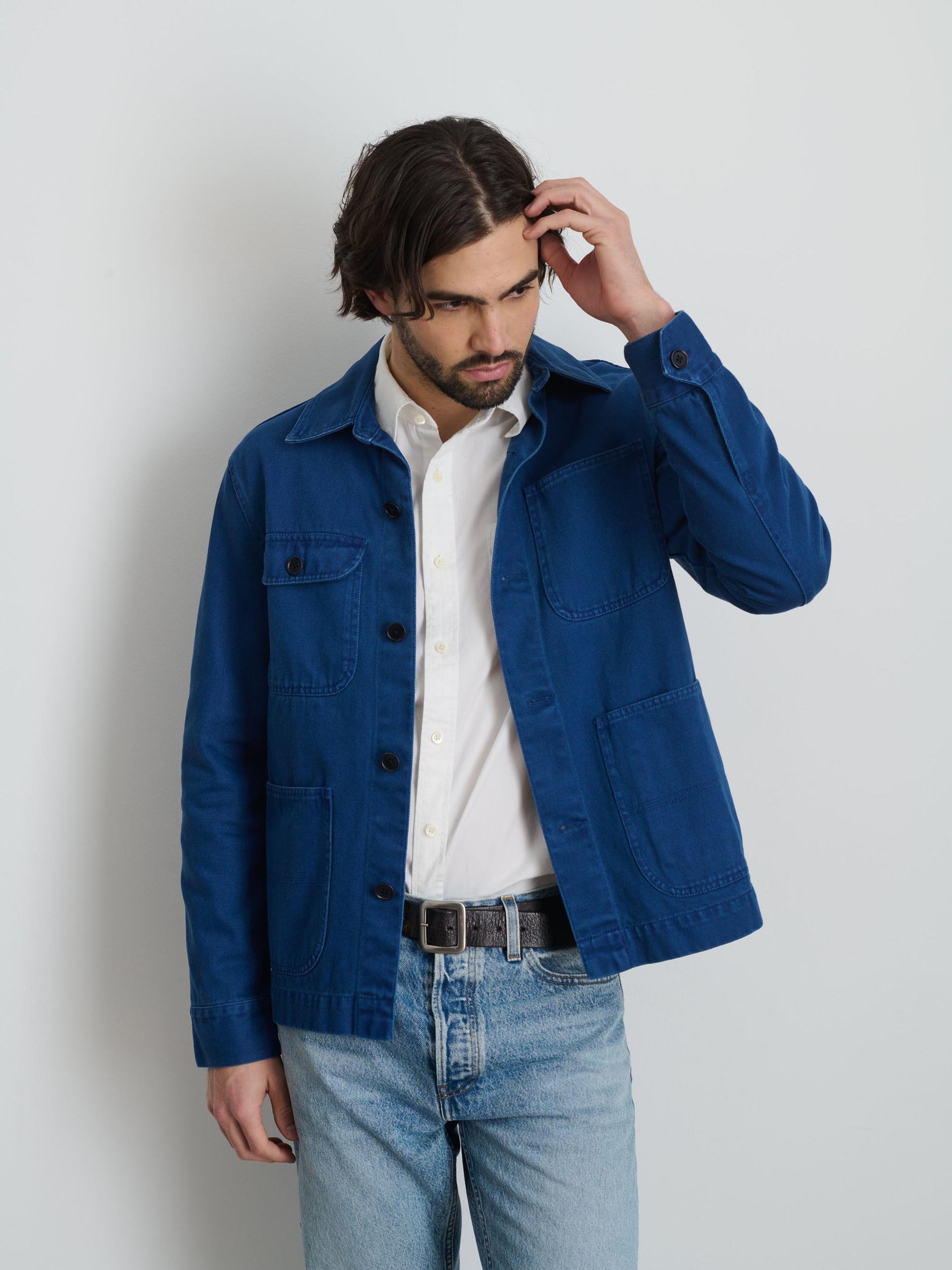 Garment Dyed Work Jacket in Recycled Denim Product Image