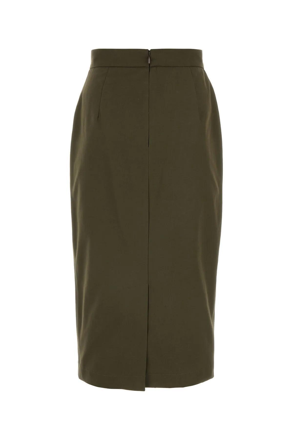 MAX MARA Cognac High Waist Skirt In Dark Green Product Image