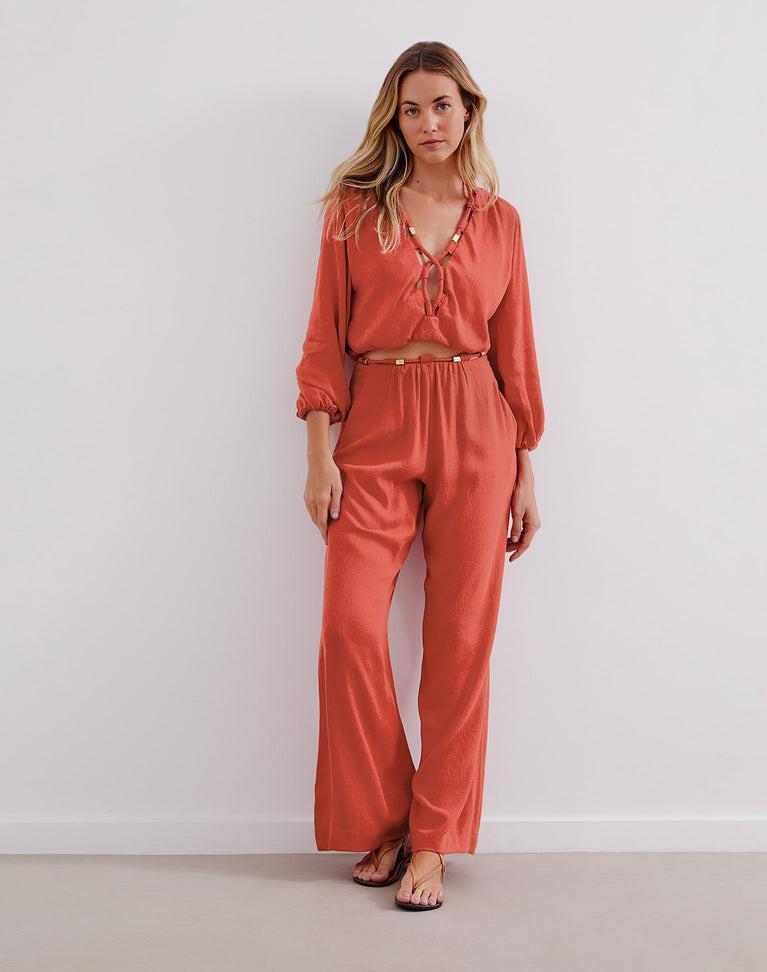 Miko Detail Pants (exchange only) - Brick Product Image