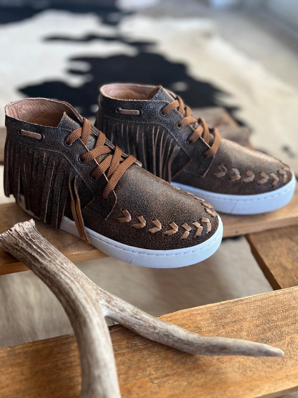 Agave Sky Leather Sneaker with Fringe Product Image