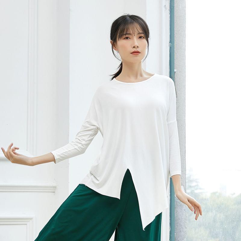 Long-Sleeve Plain Asymmetrical Dance T-Shirt Product Image