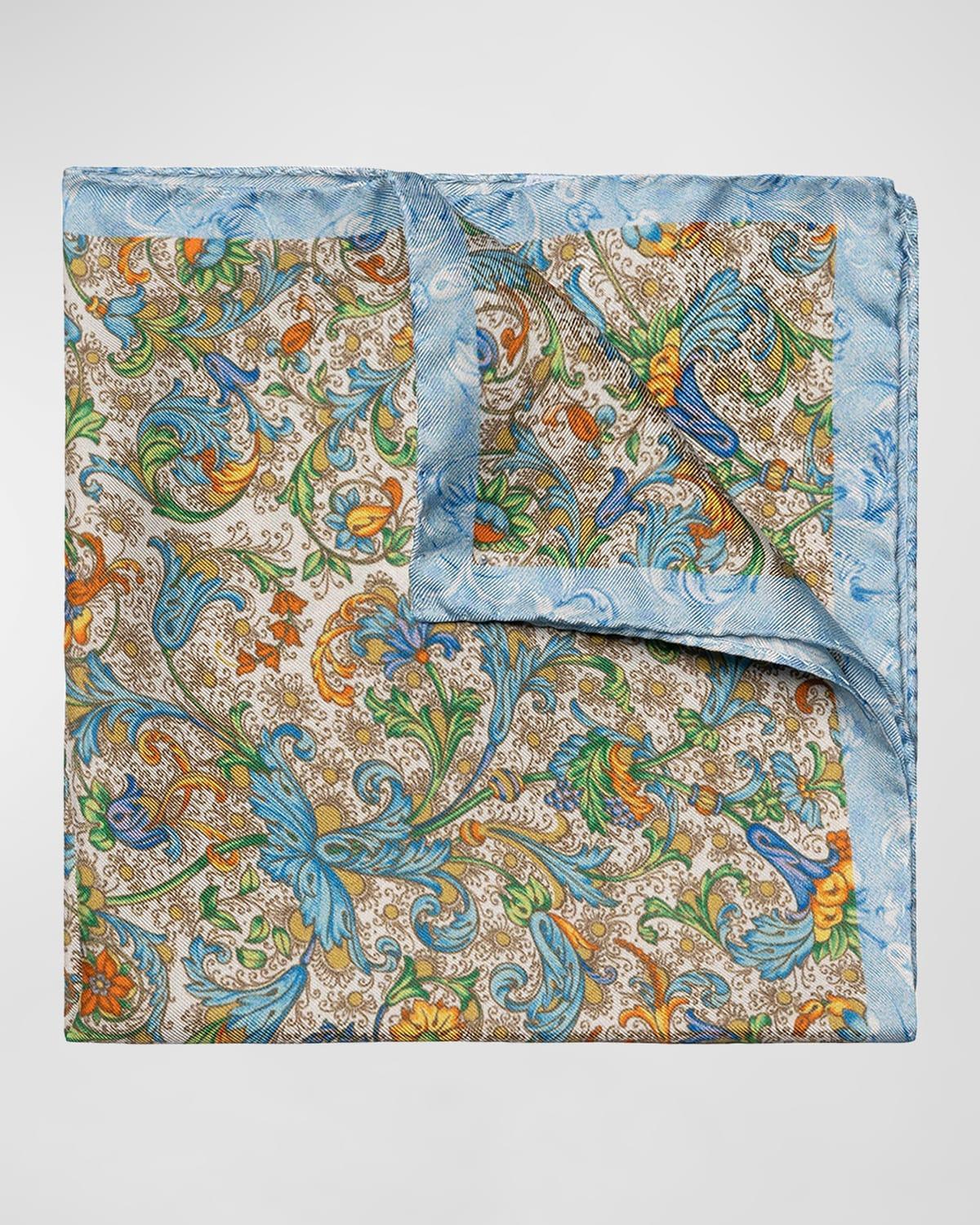 Mens Floral Silk Pocket Square Product Image