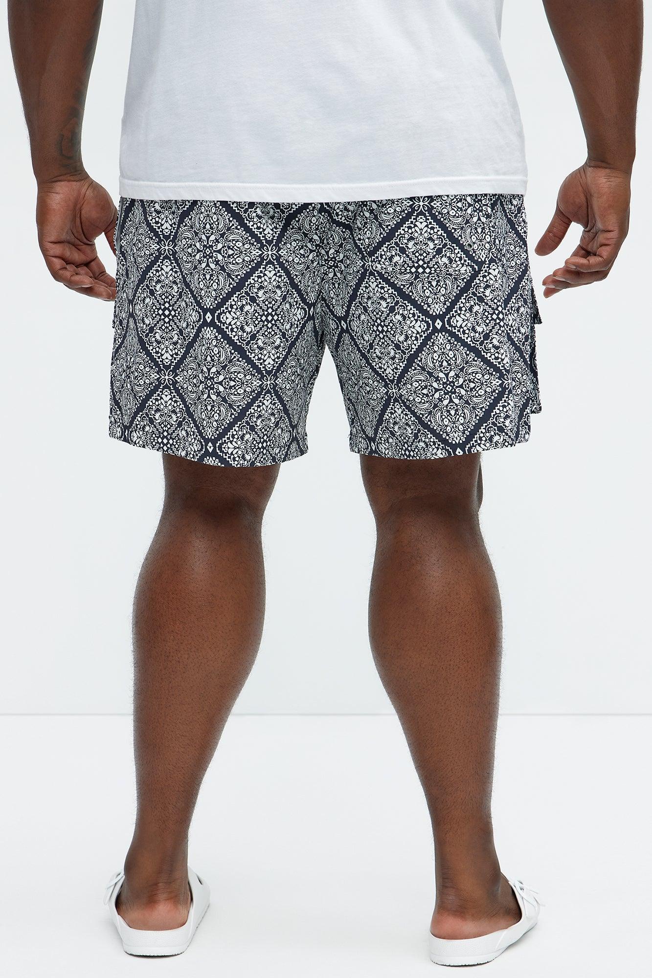 Medallion Cargo Swim Classic Trunk - Black/White Product Image