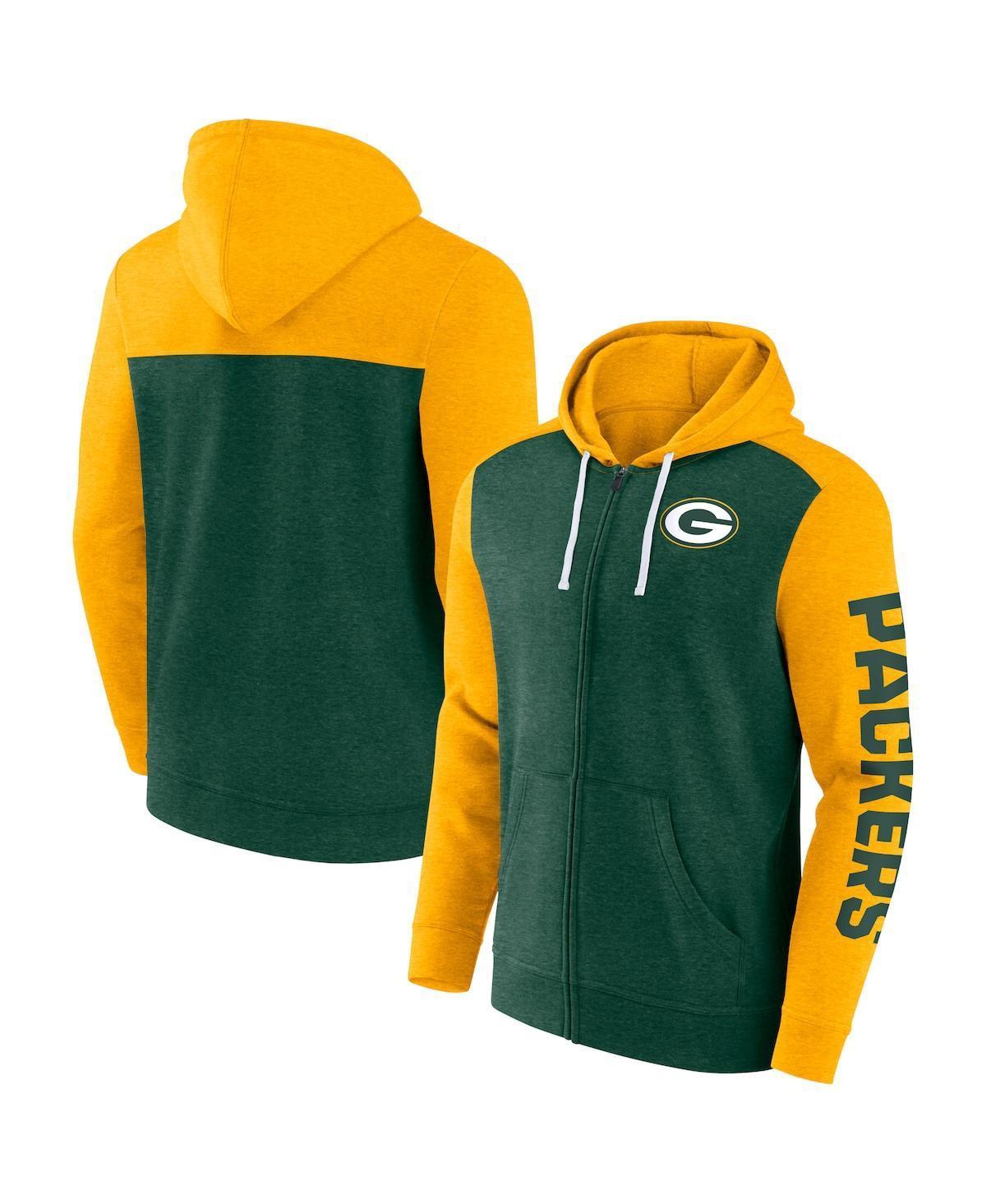 Mens Fanatics Branded Heather Bay Packers Down and Distance Full-Zip Hoodie Product Image