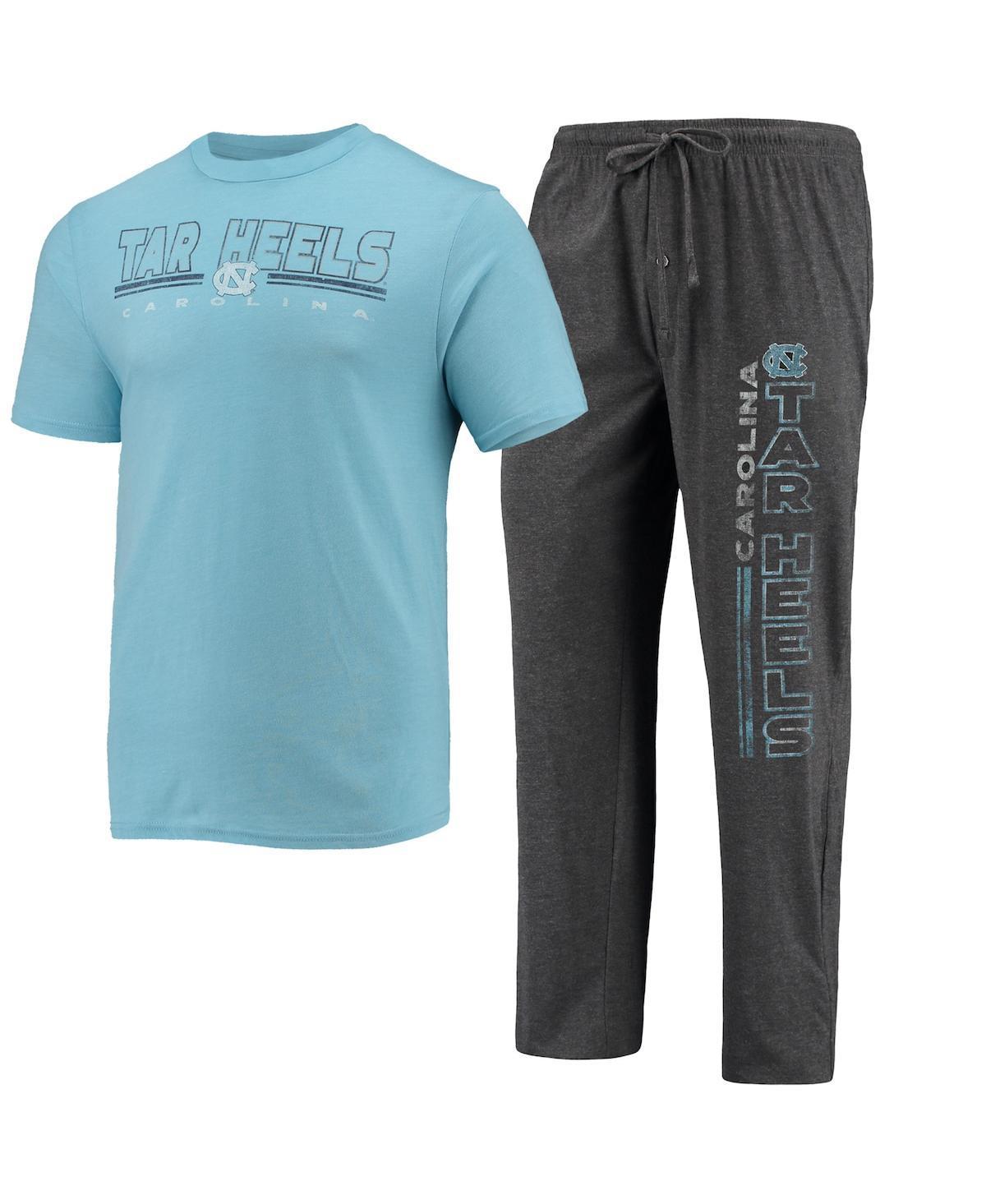 Mens Concepts Sport Heathered Charcoal/Carolina Blue North Carolina Tar Heels Meter T-Shirt & Pants Sleep Set Product Image