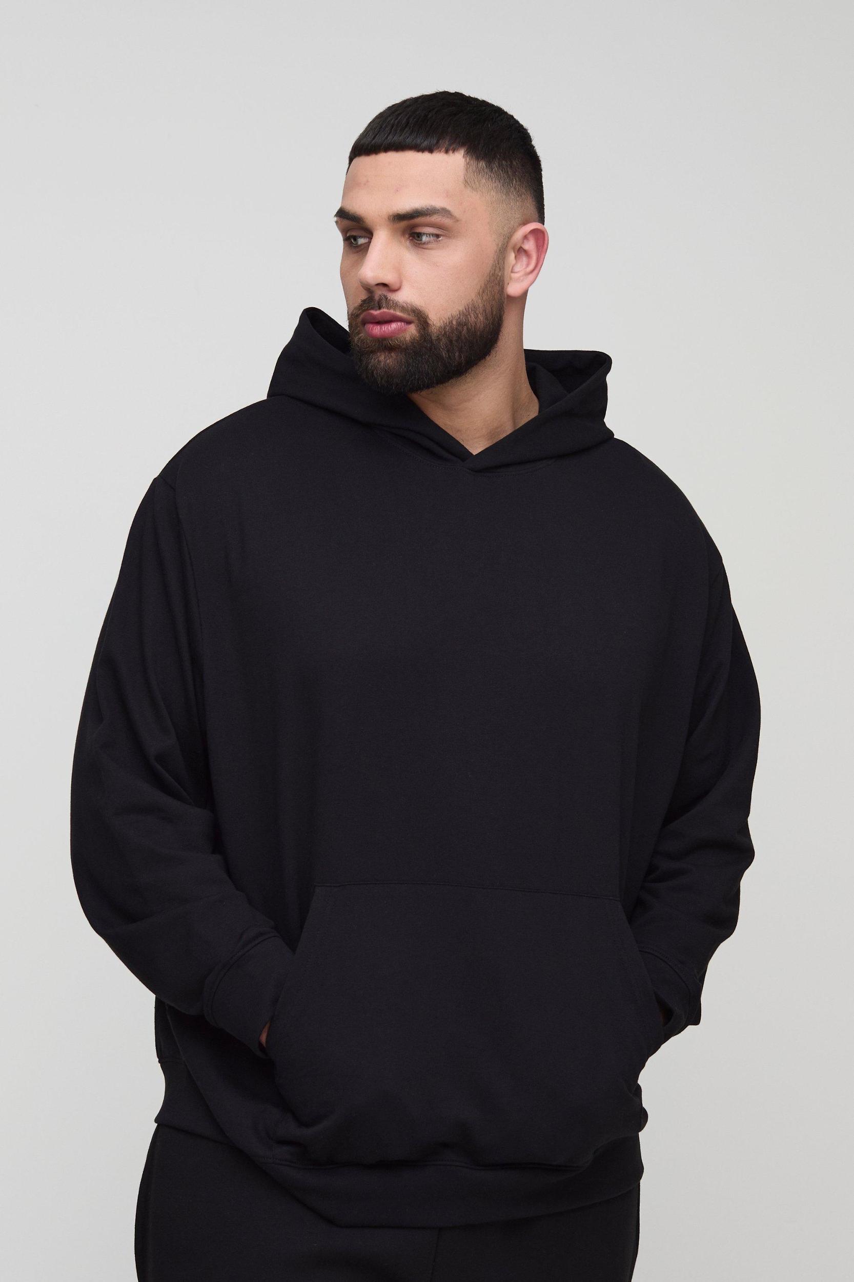 Plus 260GSM Loopback Oversized Fit Basic Hoodie | boohooMAN USA Product Image
