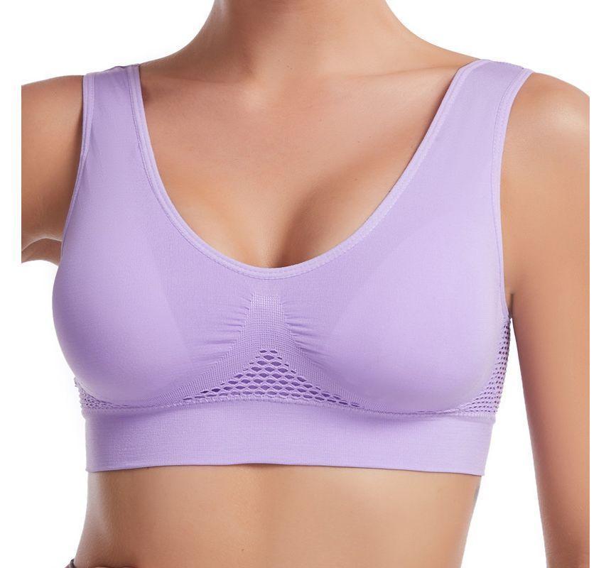 Plain Perforated Shirred Sports Bra Product Image