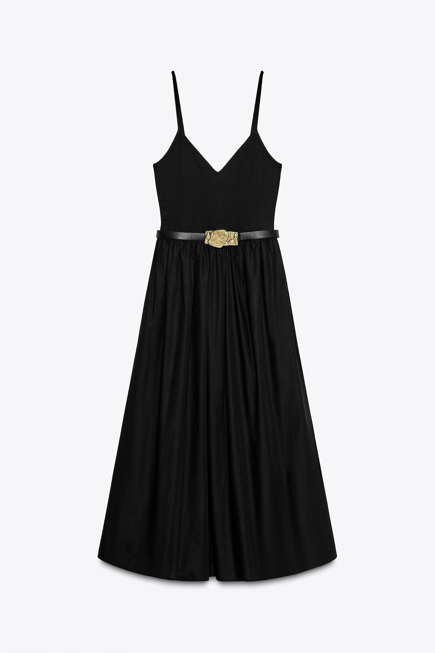 BELTED COMBINATION MIDI DRESS Product Image