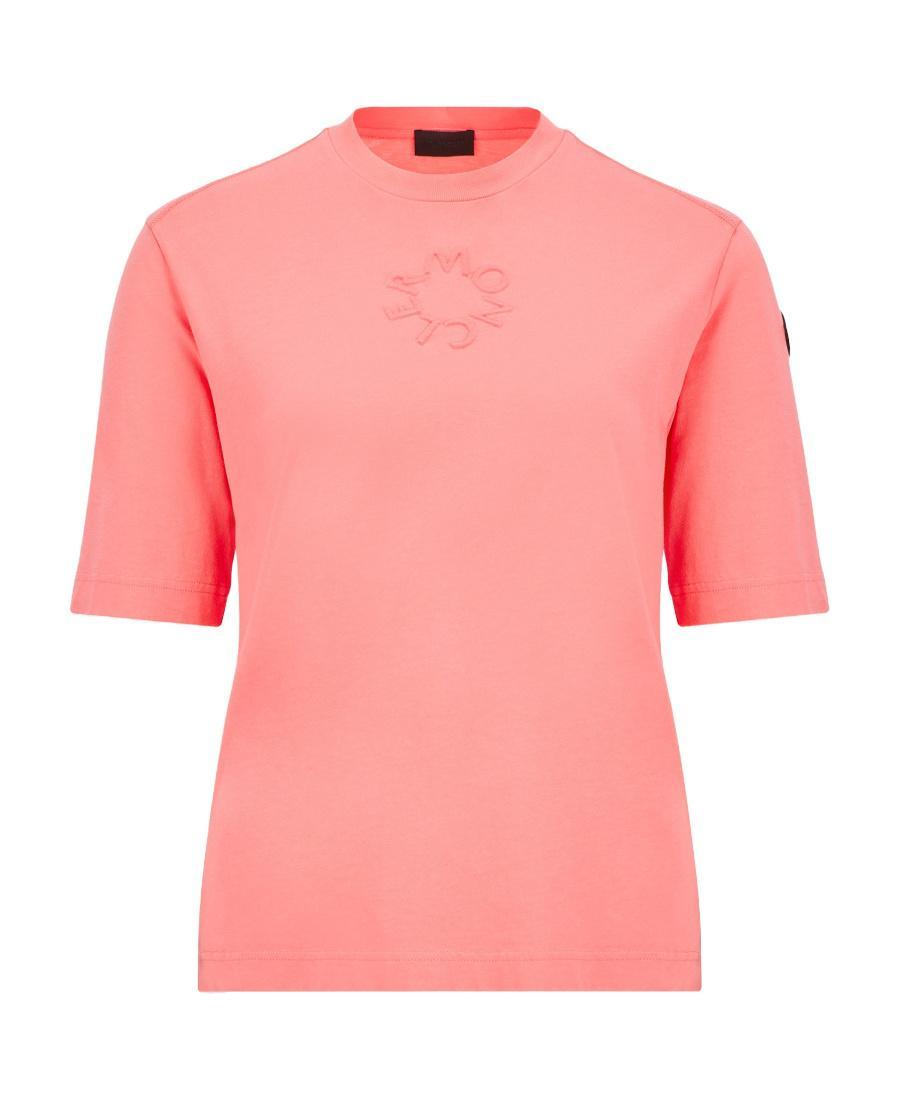 MONCLER Logo-embossed Cotton T-shirt In Pink Product Image