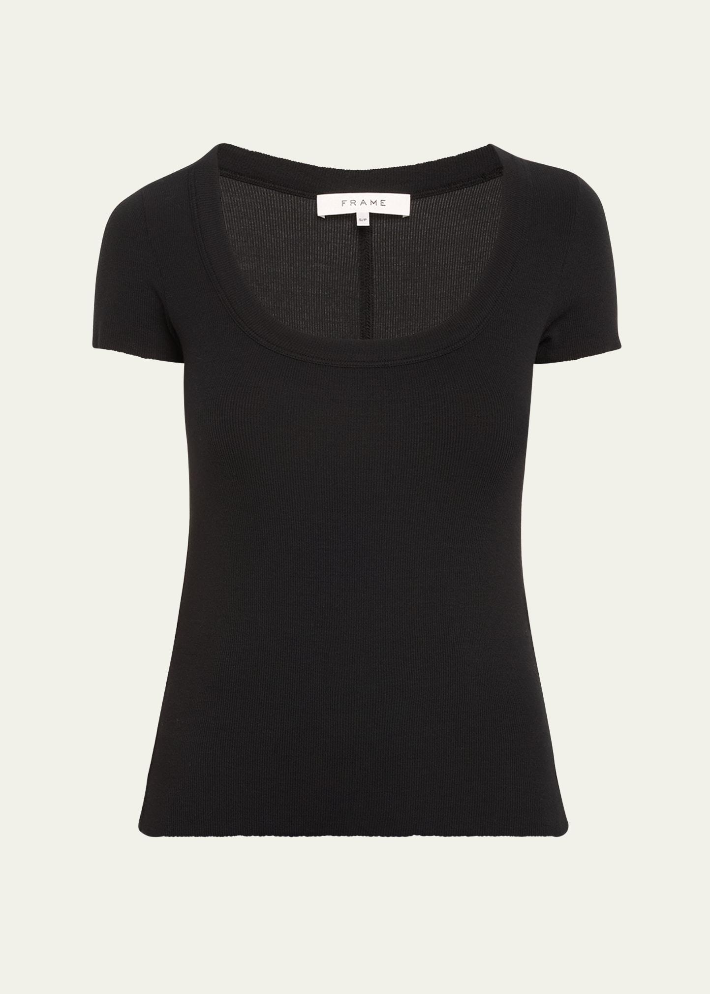 Ribbed Scoop-Neck Baby Tee Product Image