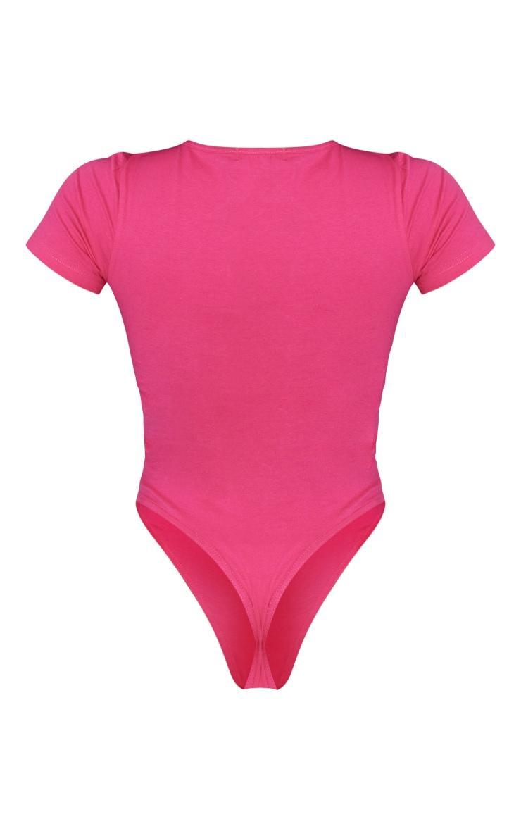 PRETTYLITTLETHING Hot Pink Logo Short Sleeve Bodysuit Product Image