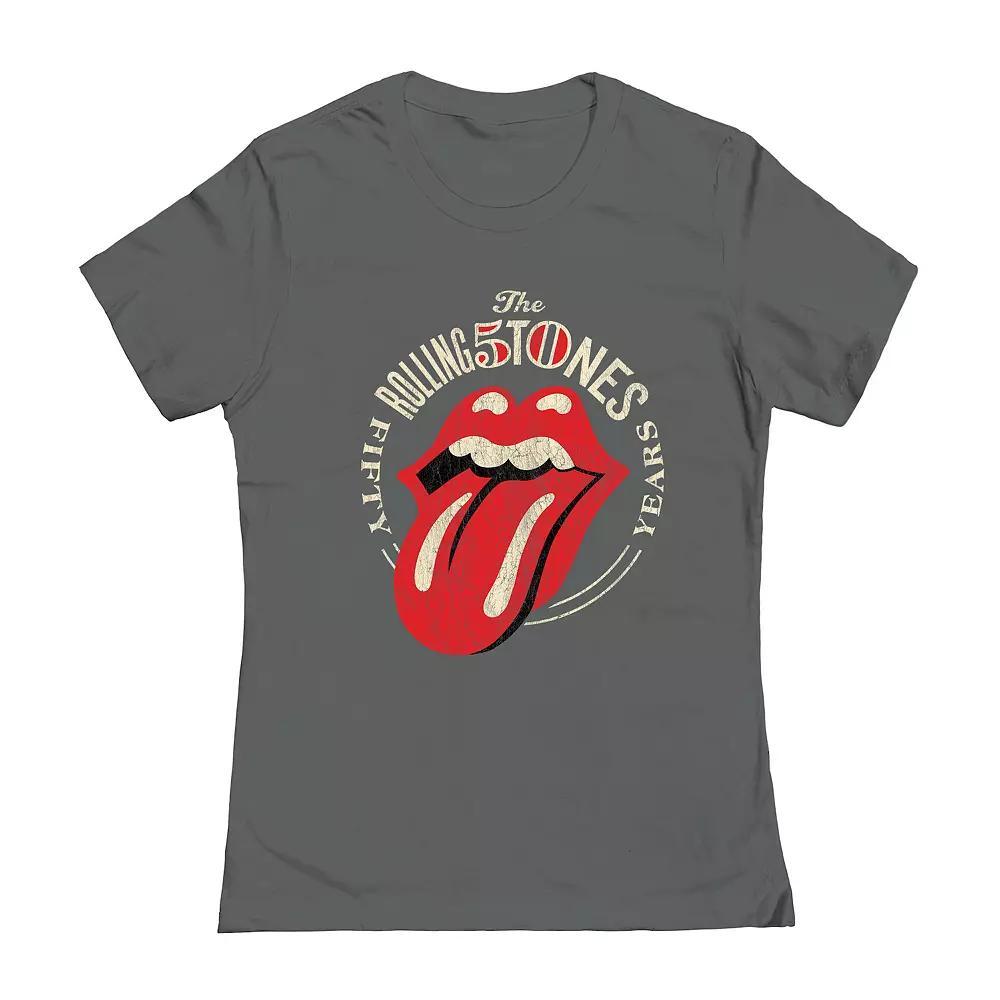 Juniors' Rolling Stones 50th Logo Graphic Tee, Girl's, Size: Large, Grey Product Image