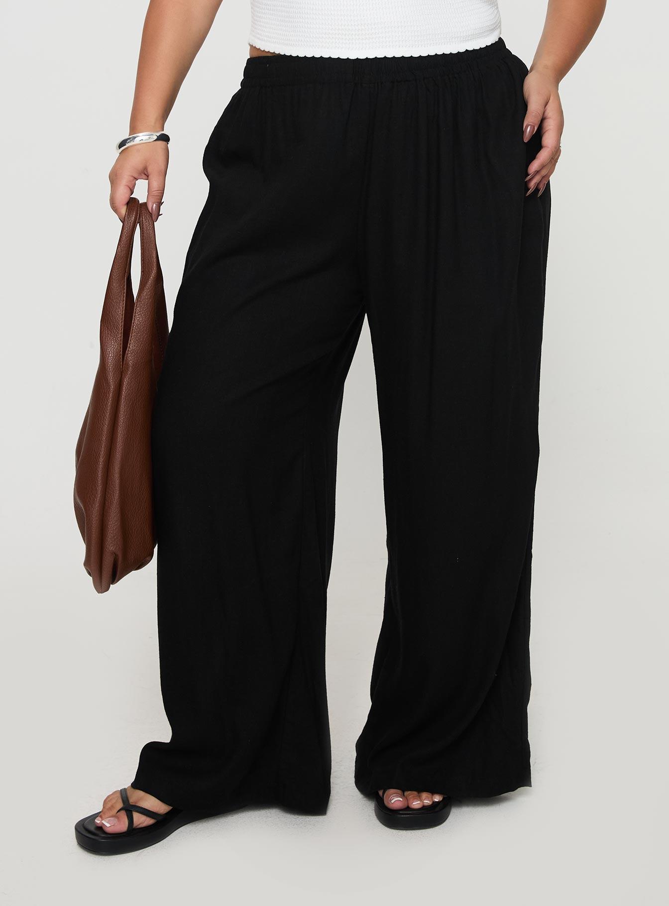 Louis Linen Blend Pants Black Curve Product Image