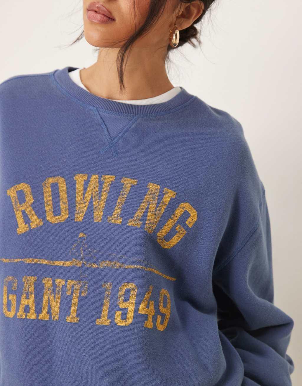 GANT sweatshirt with varsity print in navy Product Image