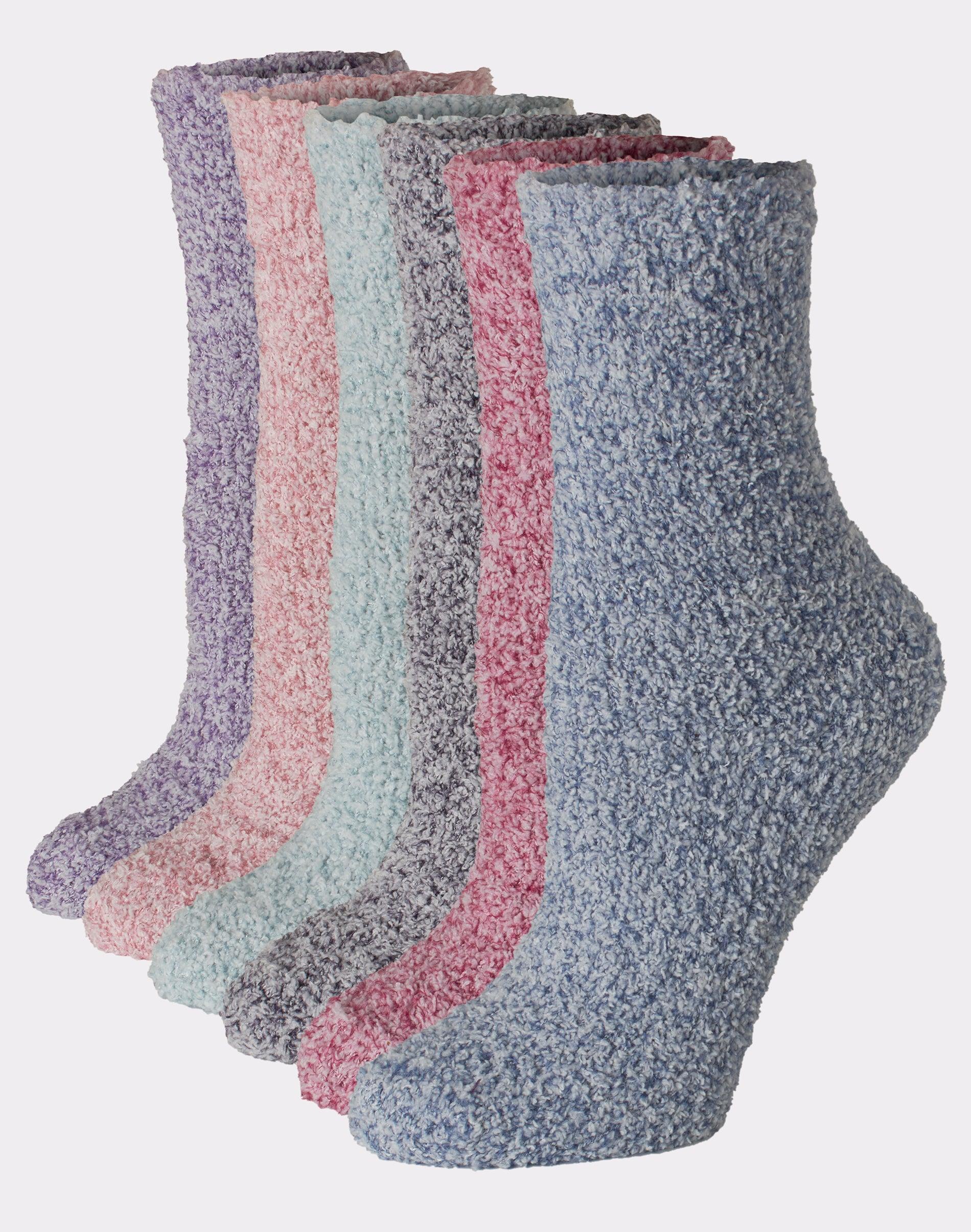 Hanes Womens Cozy Crew Socks, 6-Pairs Wide Stripe/Tie Dye/Solid Asst 5-9 Product Image