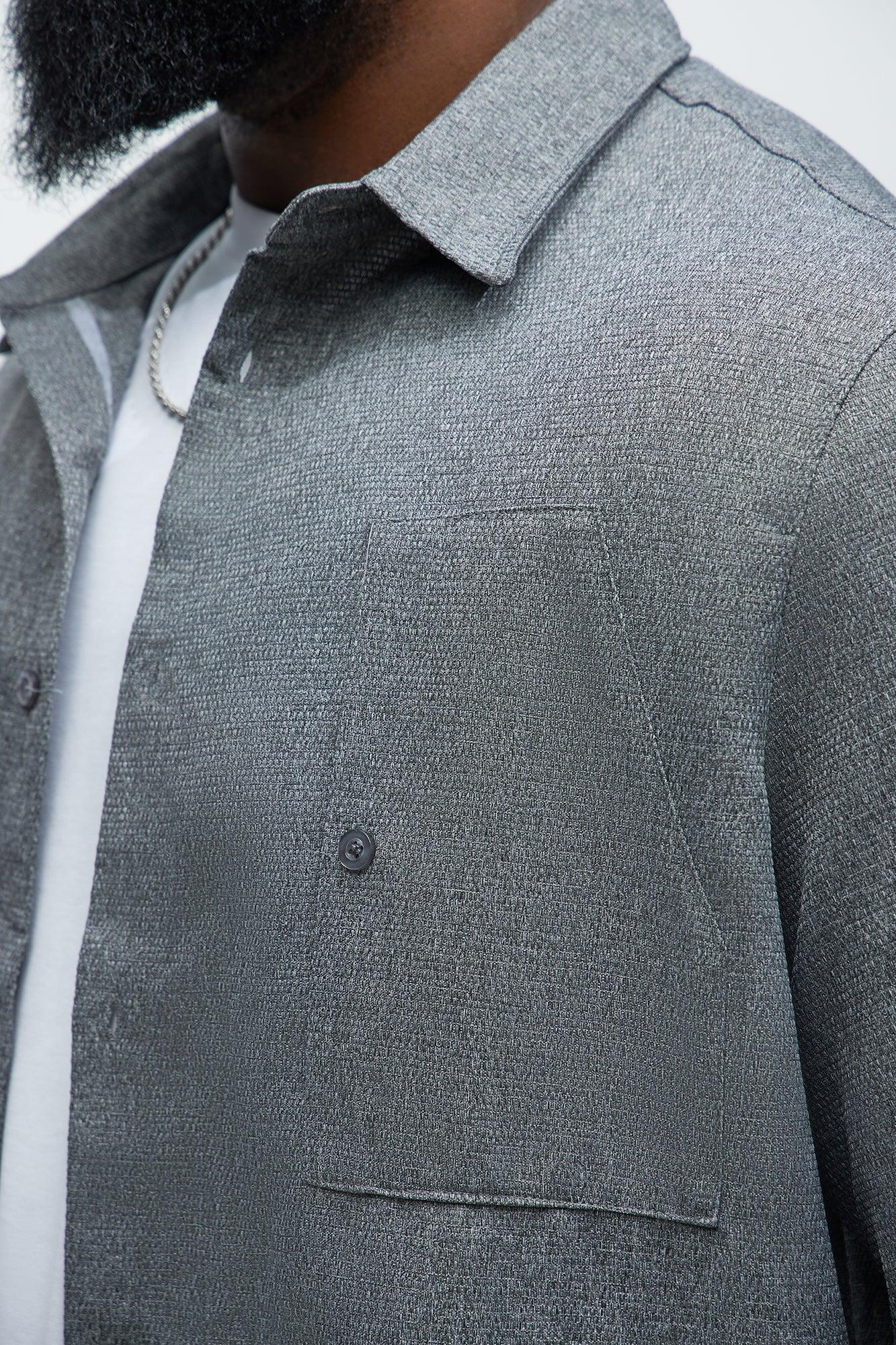 Kerr Textured Button Up Shirt - Grey Product Image