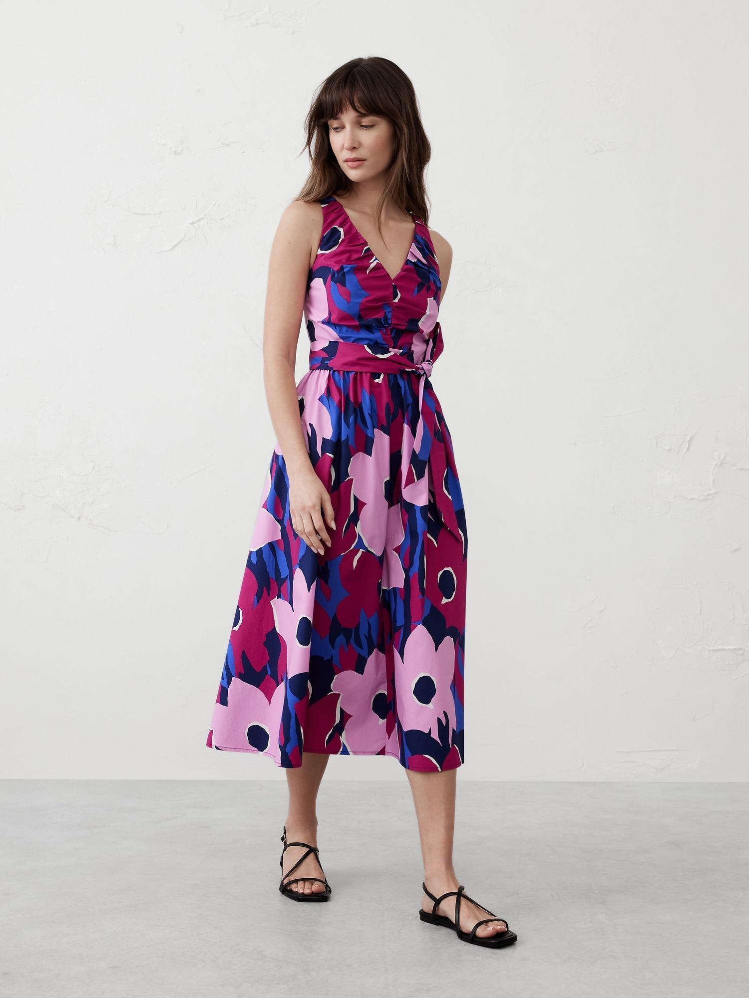 Poplin Shirred Midi Dress Product Image