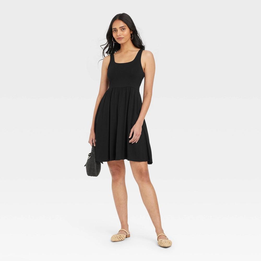 Womens Knit Mini Ballet Dress - A New Day Black XL Product Image