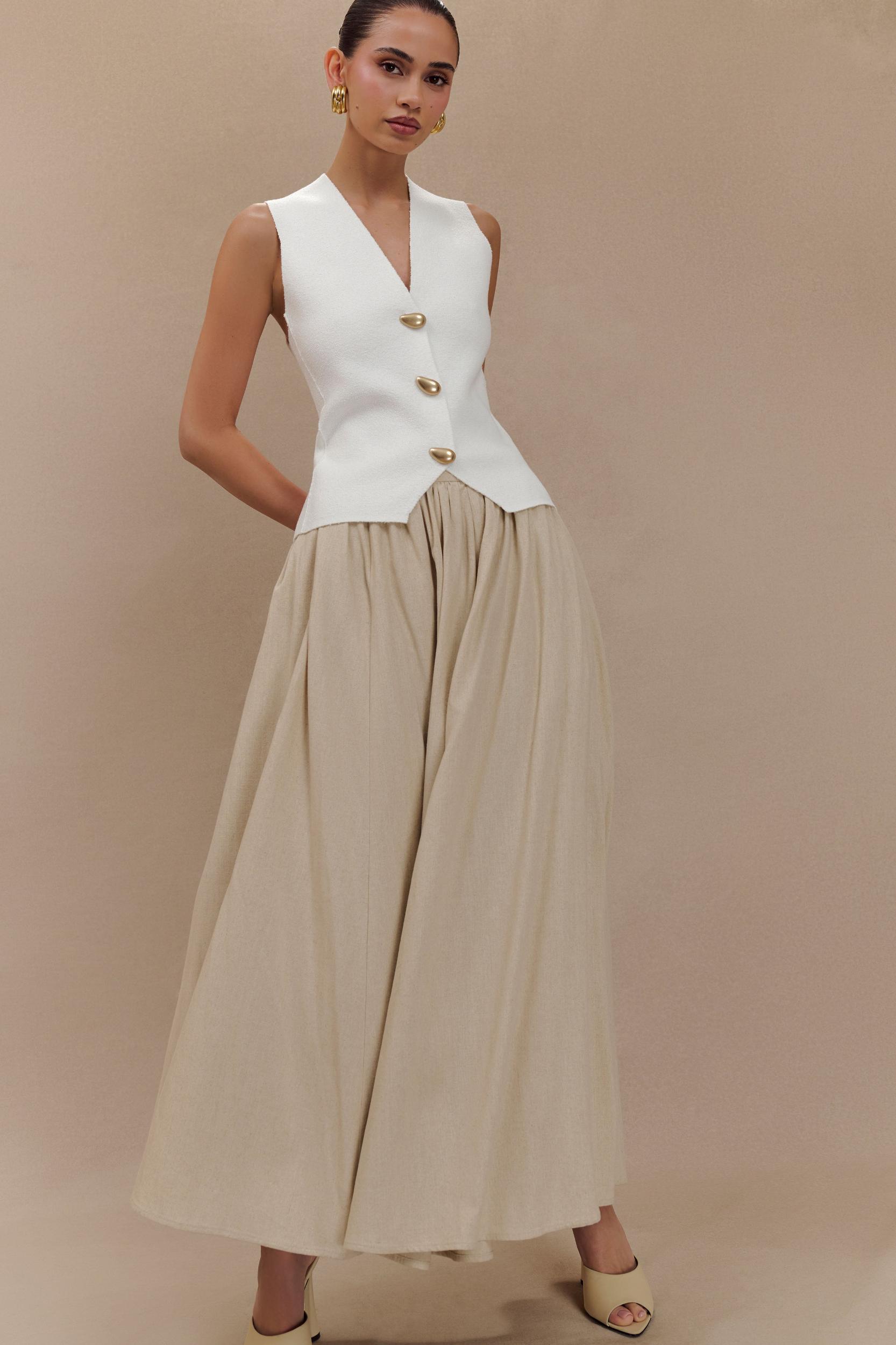 Clarence Linen A-Line Maxi Skirt - Natural Product Image