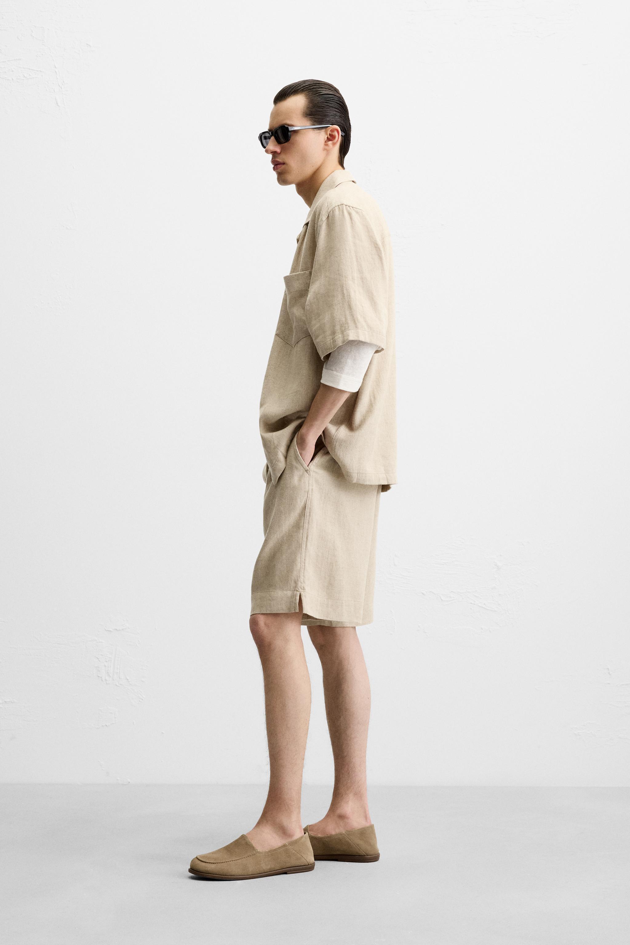 LINEN-VISCOSE OVERSIZED SHORTS Product Image