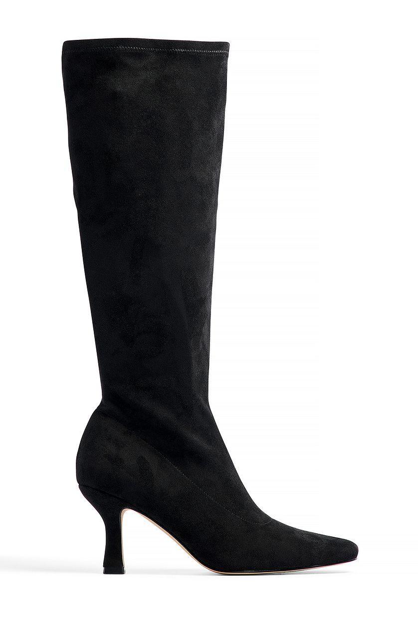 Faux Suede Fitted Knee High Boots Product Image