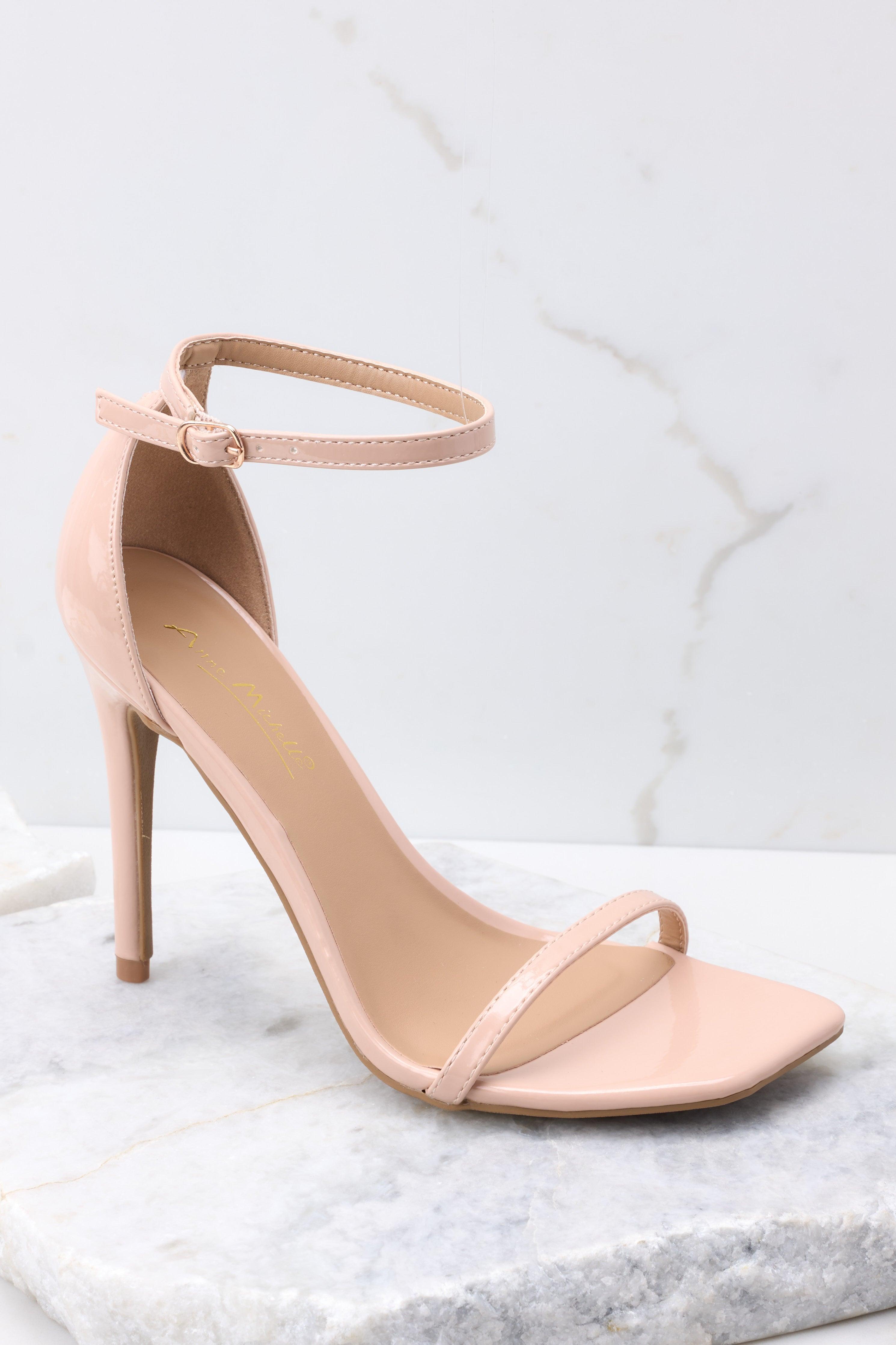 Walking Away Nude Patent Ankle Strap High Heel Sandals Product Image