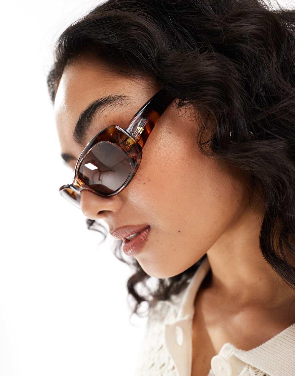 AIRE supernova slim oval sunglasses in tortoiseshell Product Image