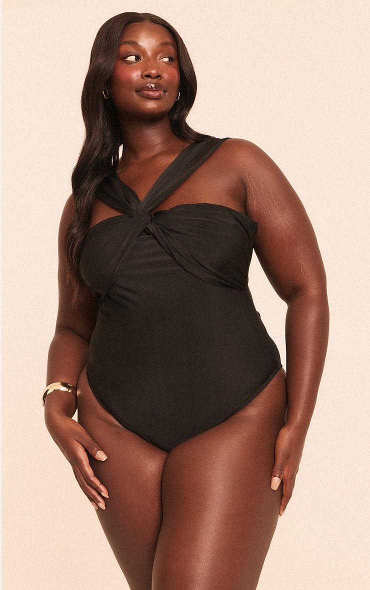Plus Black Ruched Bust Swimsuit Product Image