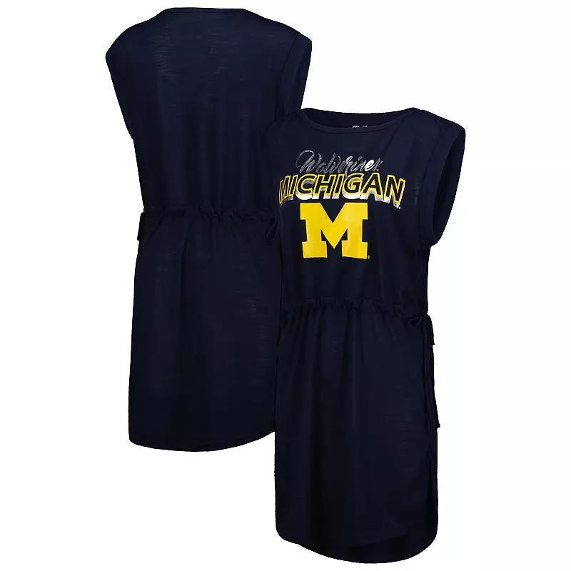 Womens G-III 4Her by Carl Banks Michigan Wolverines GOAT Swimsuit Cover-Up Dress Blue Product Image