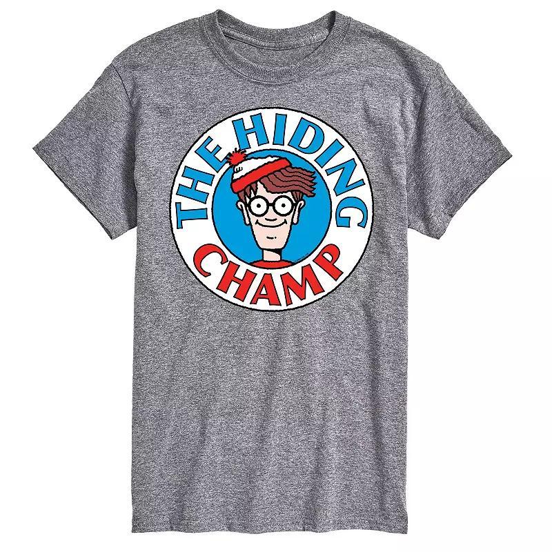 Men's Where's Waldo The Hiding Champ Graphic Tee, Size: Small, Athletic Grey Product Image