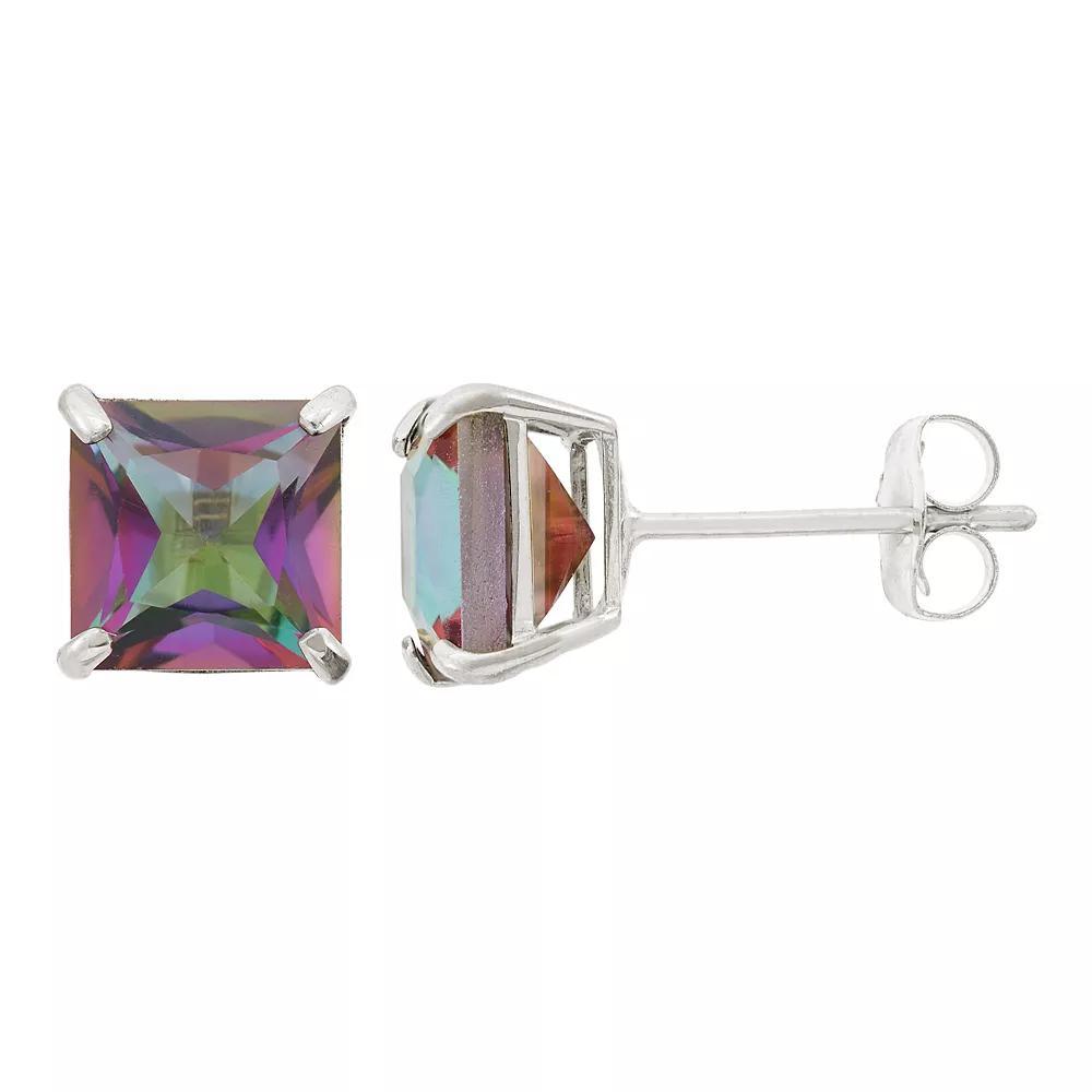 Designs by Gioelli Mystic Topaz 10k White Gold Stud Earrings, Women's, Green Product Image