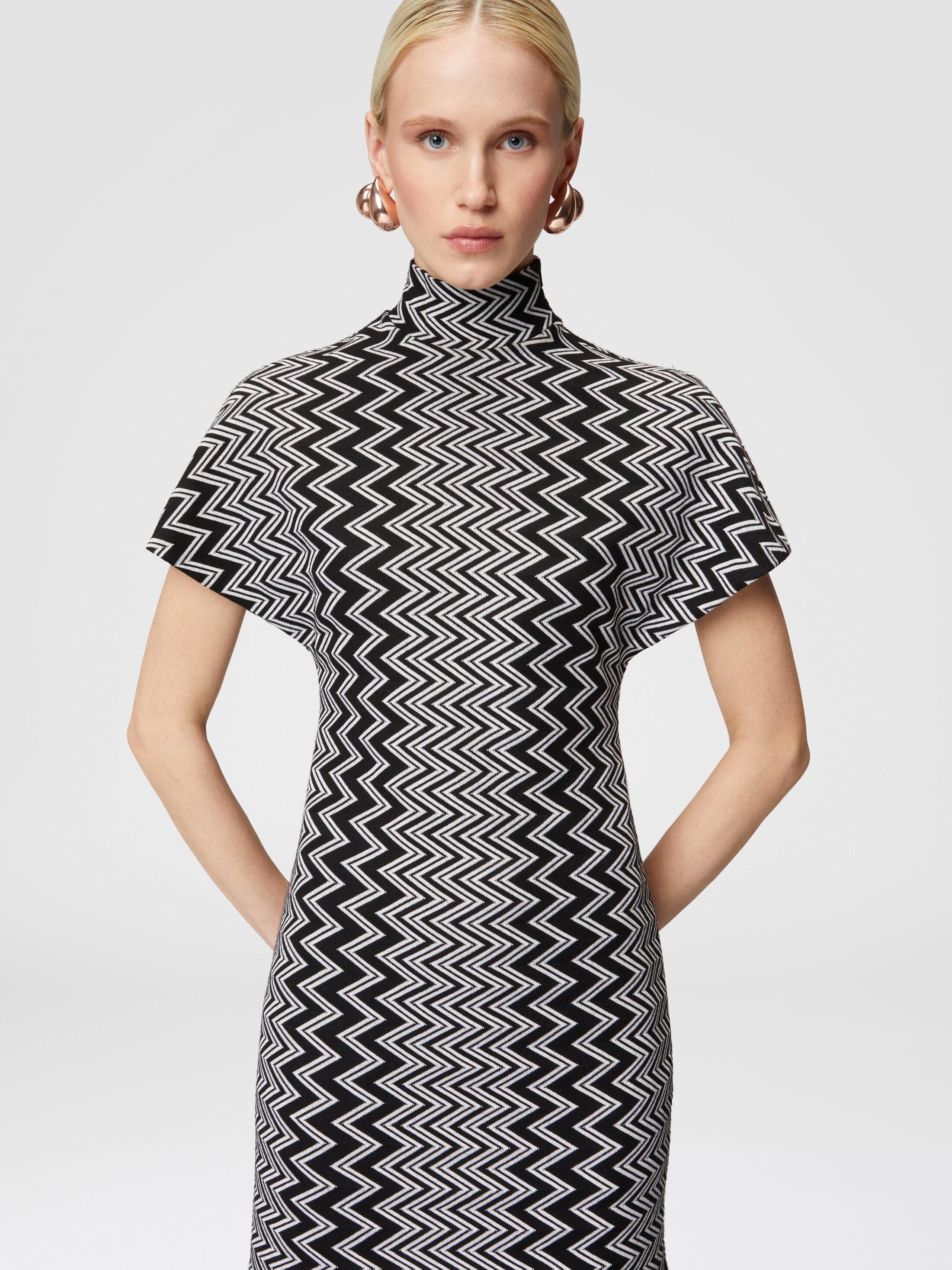 Zig zag mini-dress with sculptural sleeves Product Image