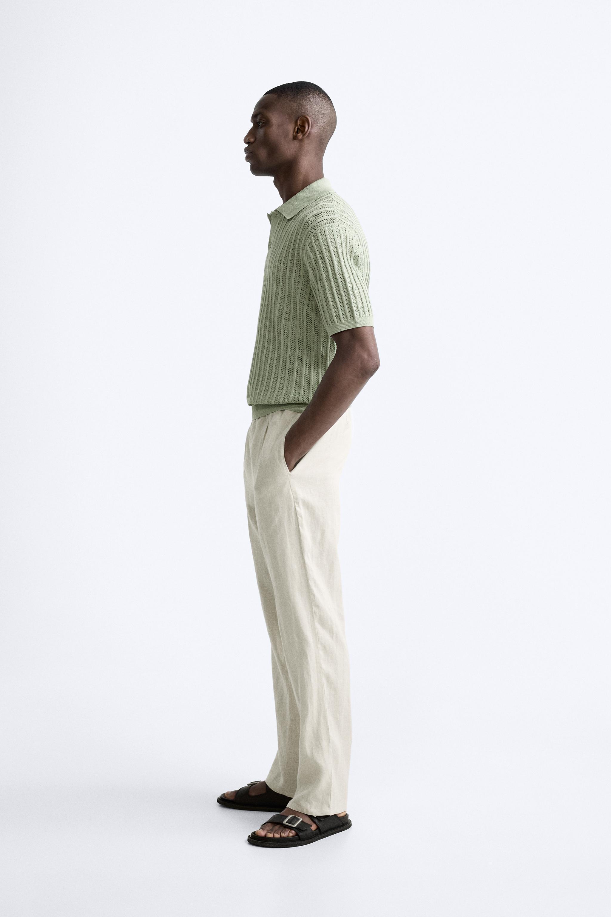 COTTON - LINEN BLEND KNIT POLO Product Image