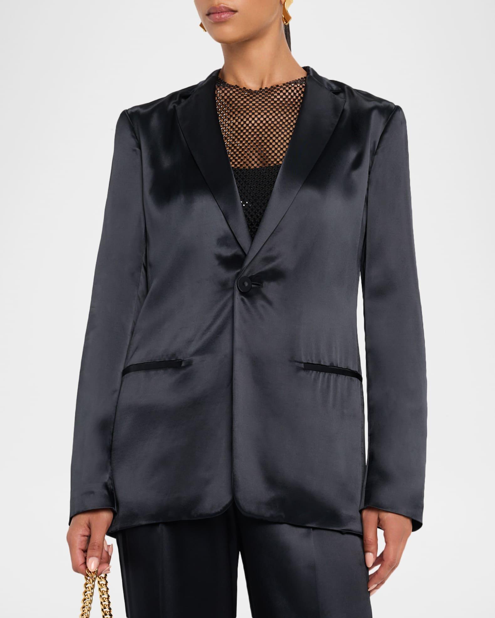 Satin Single-Breasted Blazer Product Image