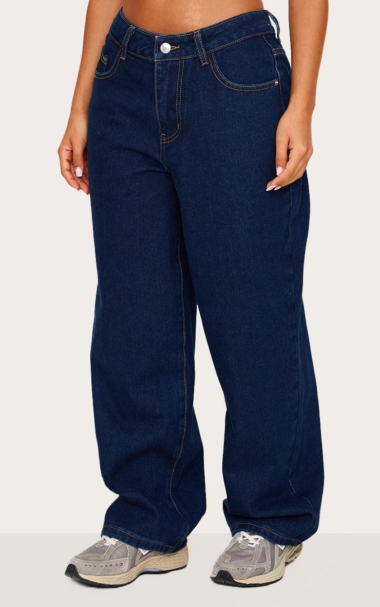 Petite Indigo Dipped Back Waistband Boyfriend Jeans Product Image