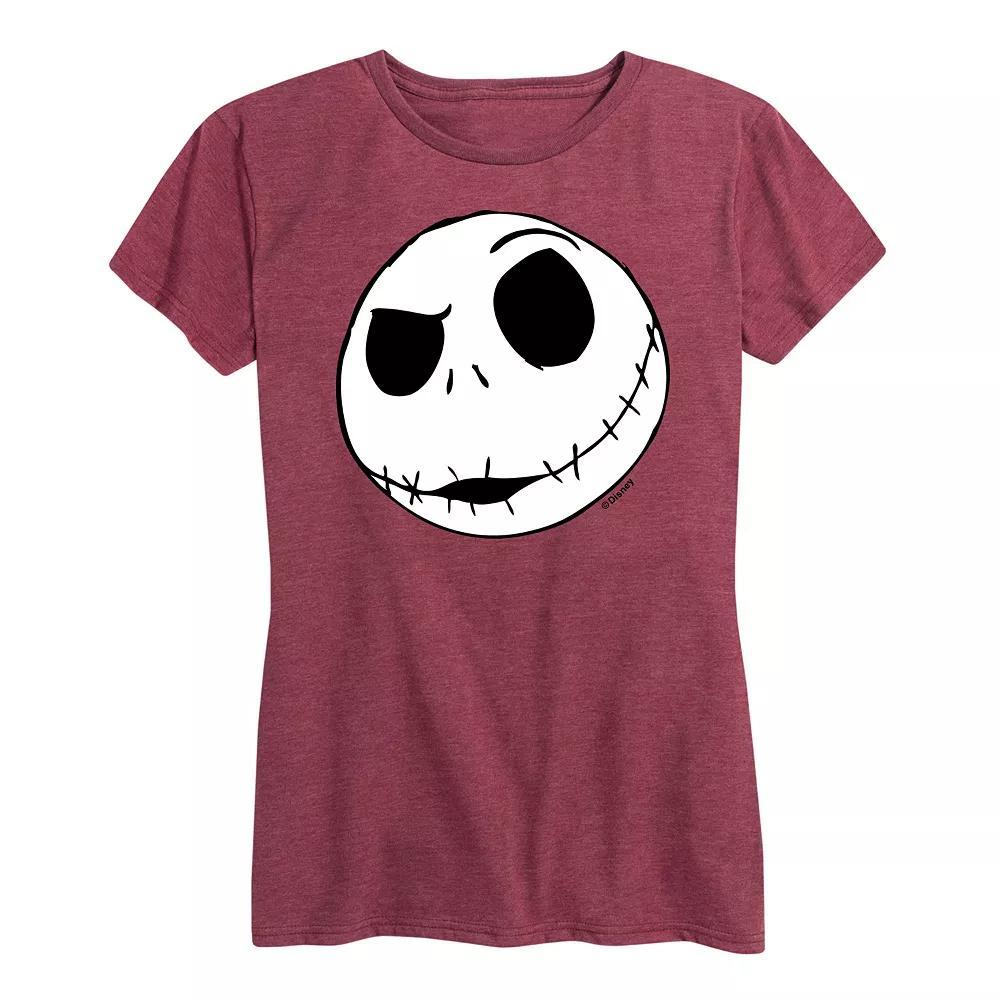 Disney's Nightmare Before Christmas Women's Jack Face Graphic Tee, Girl's, Size: Small, Dark Red Product Image