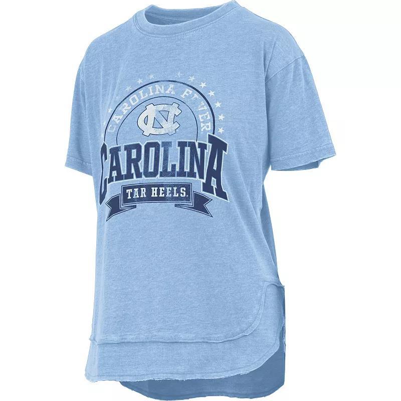 Womens Pressbox Carolina Blue North Carolina Tar Heels Vintage Wash Poncho Captain T-Shirt Product Image