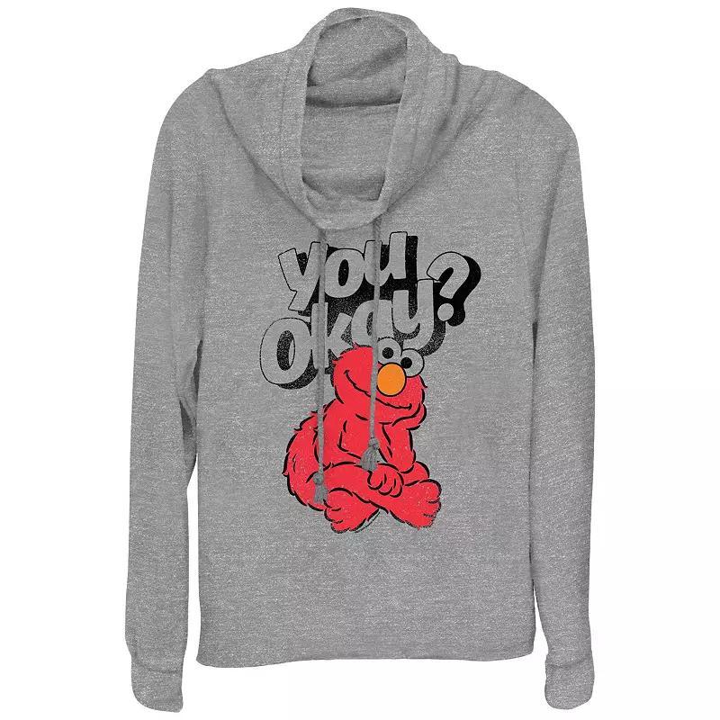 Plus Size PBS Kids Sesame Street Elmo You Okay Cowlneck Graphic Lightweight Long Sleeve, Women's, Size: 1XL, Gray Grey Product Image