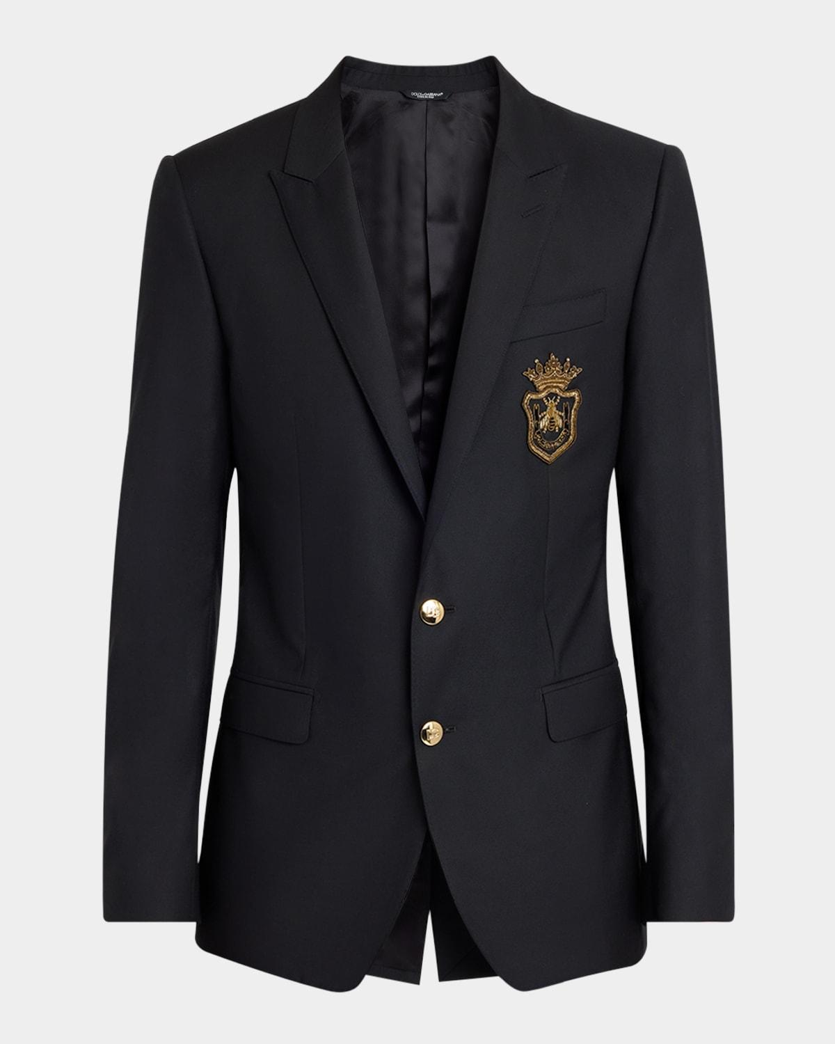 Mens Peak-Lapel Emblem Blazer Product Image