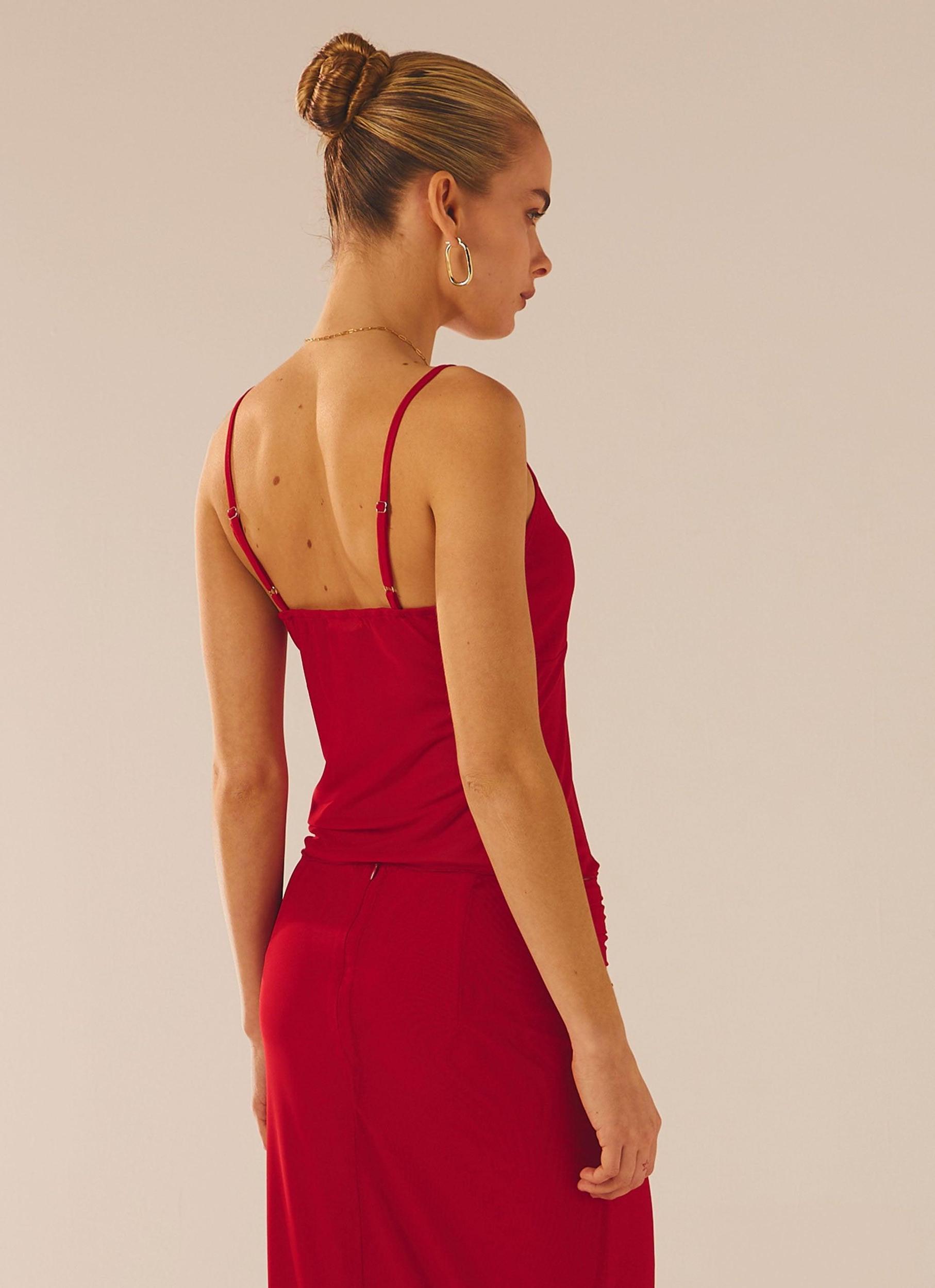 Bittersweet Mesh Cami Top - Red Rose Product Image