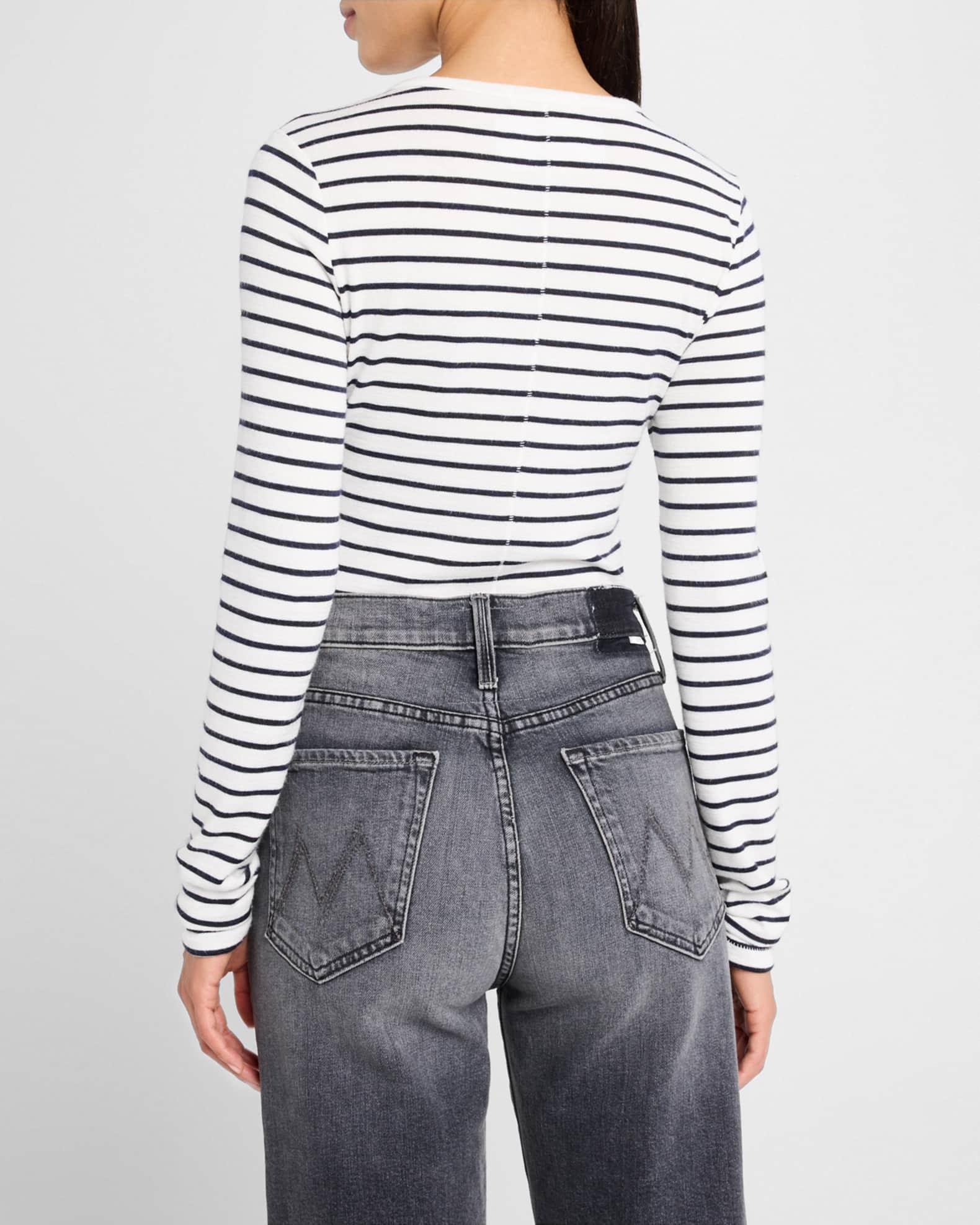 The Knit Stripe Henley Top Product Image