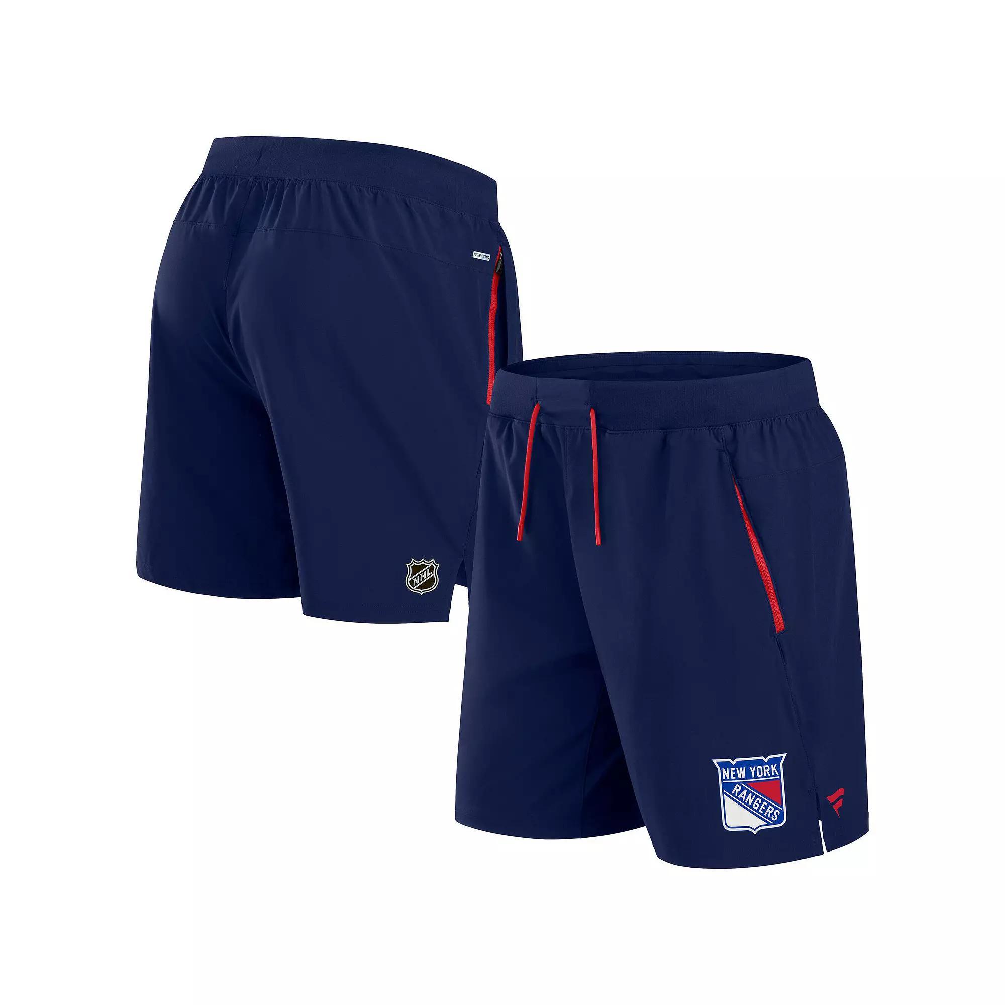 Men's Fanatics  Navy New York Rangers Authentic Pro Rink Performance Shorts, Size: 4XL, Ran Blue Product Image