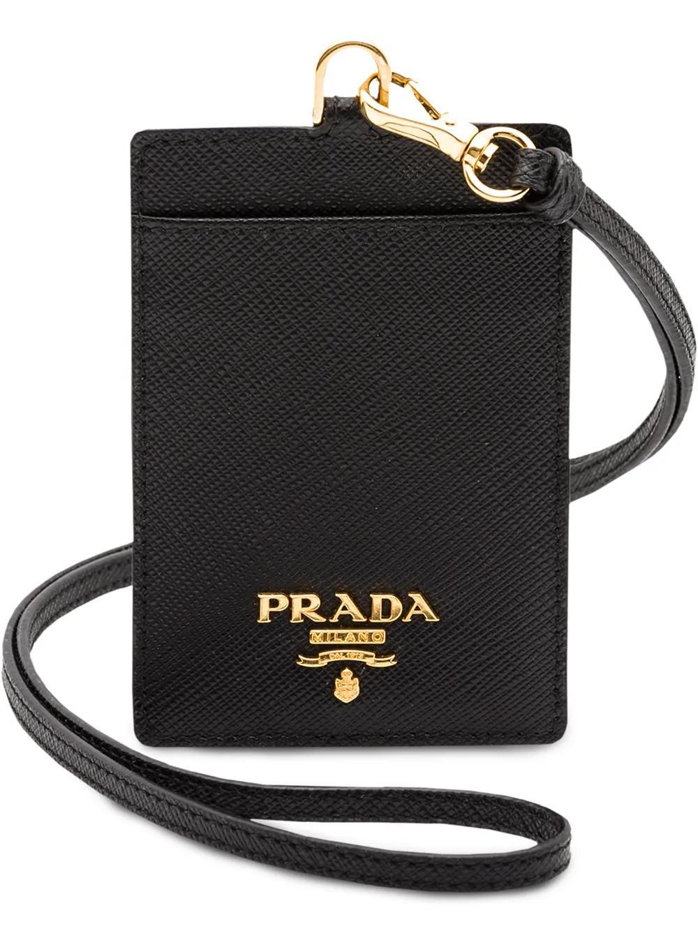 PRADA Id Holder Lanyard In Black Product Image