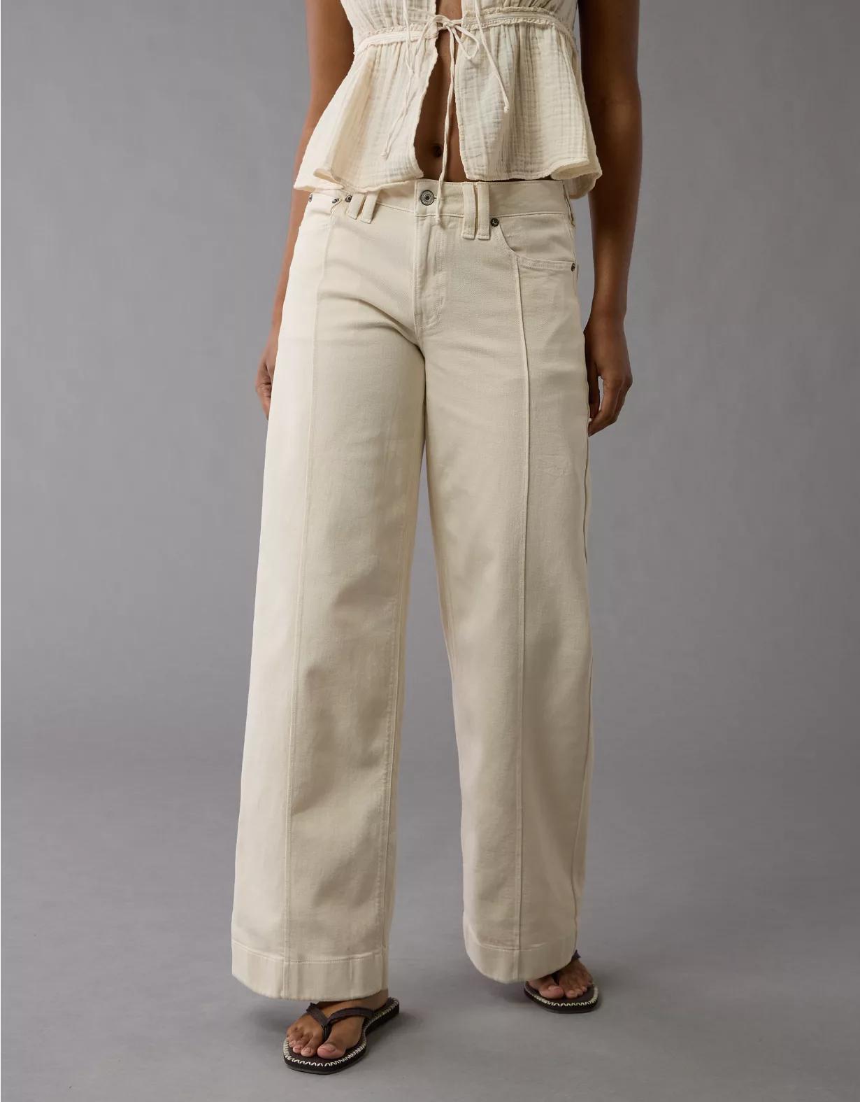 AE Dreamy Drape Stretch Low-Rise Baggy Wide-Leg Pant Product Image