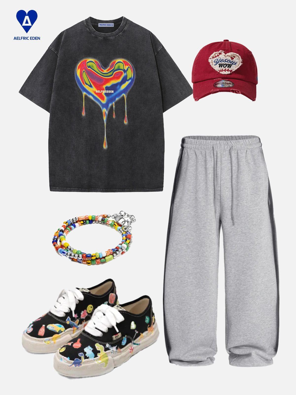 Men's Contrast Color Patchwork Short Sleeve Tee Product Image