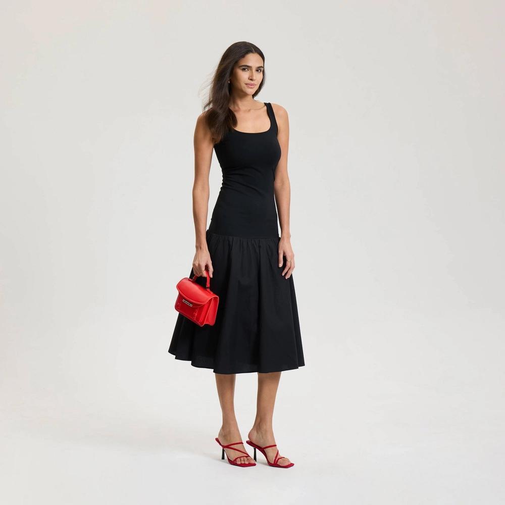 Womens Drop Waist Knit Maxi Dress - A New Day Black L Product Image