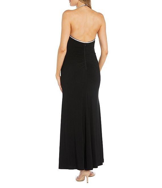 R & M Richards Sleeveless Sweetheart Cowl Neck Rhinestone Trim Dress Product Image