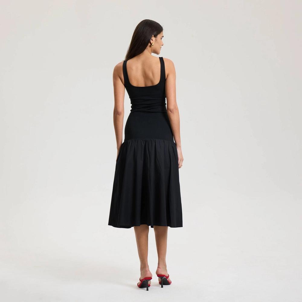 Womens Drop Waist Knit Maxi Dress - A New Day Black L Product Image